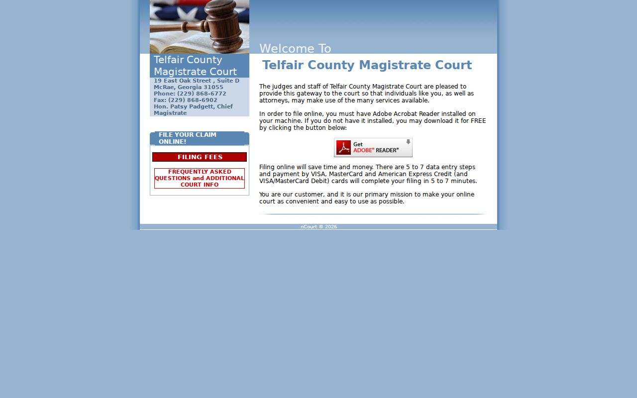Telfair Magistrate nCourt electronic filing page