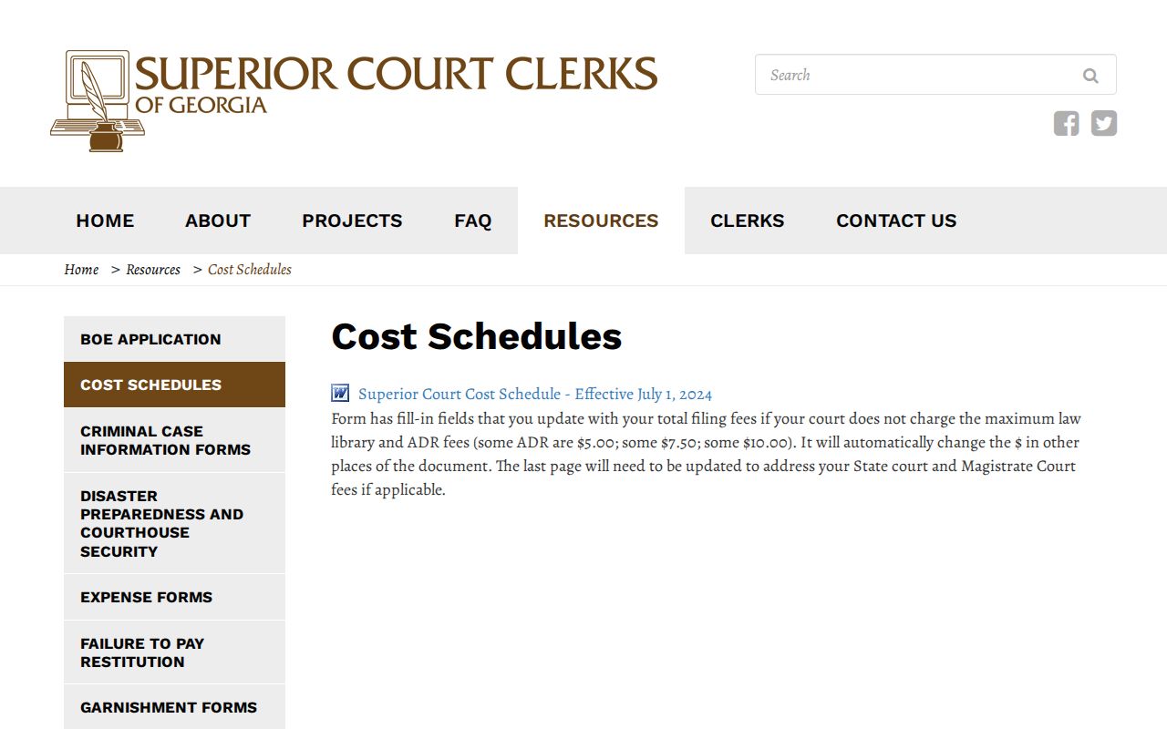 Telfair County court records Georgia Clerks cost index