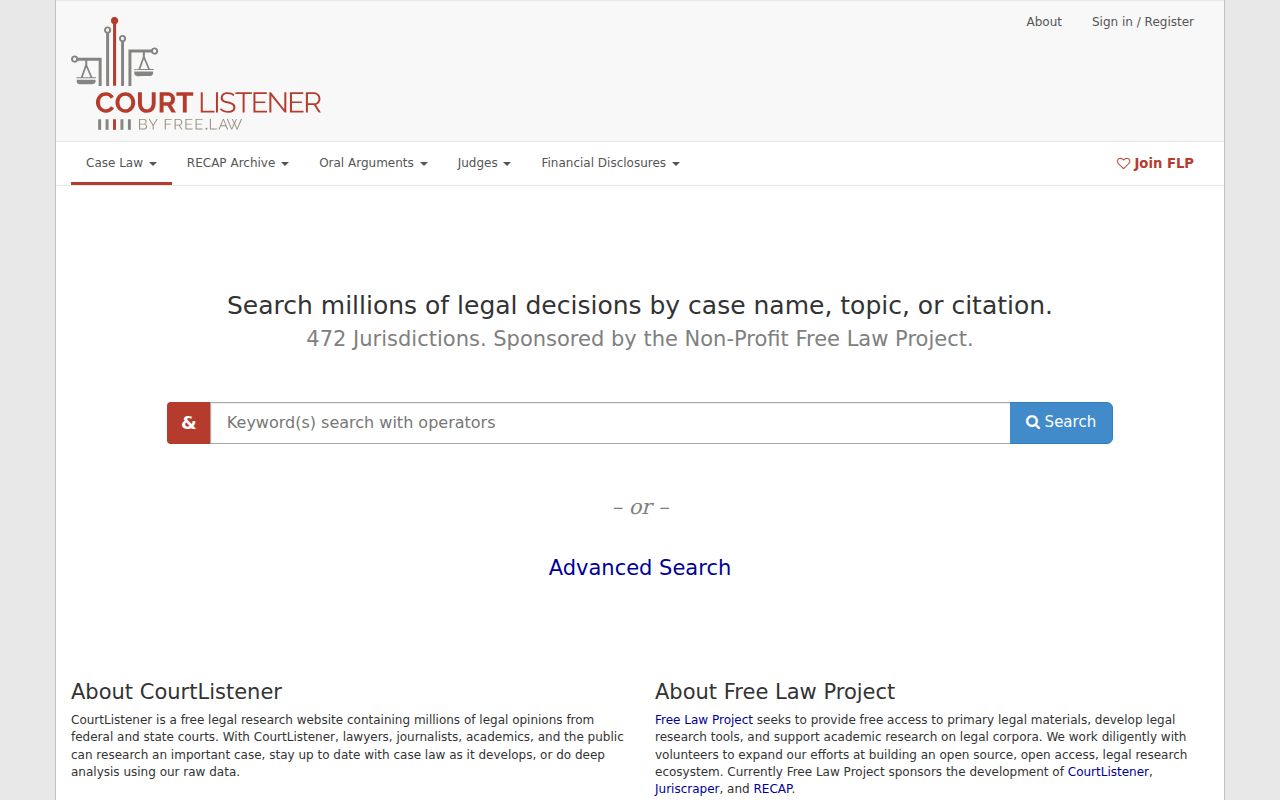 Secondary CourtListener federal archive distinguished from Jacksonville court docket records