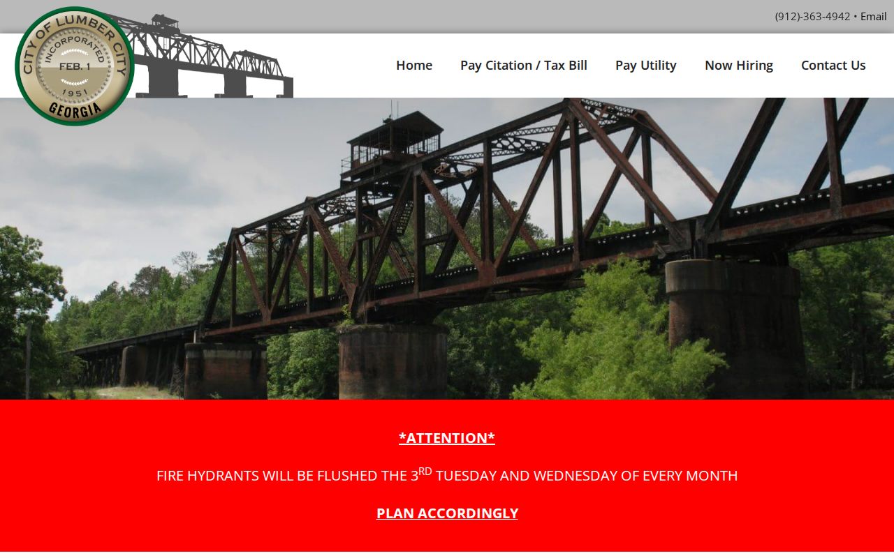Official Lumber City hall contact and community history page