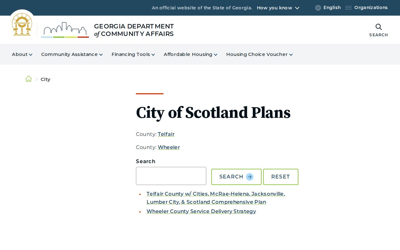 Georgia Department of Community Affairs official Scotland planning page