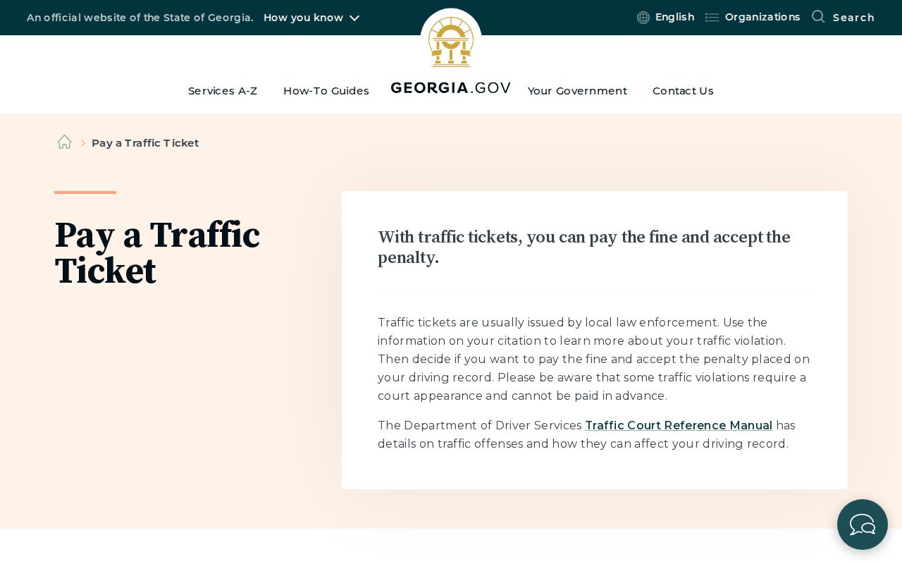 Georgia payment and contest guidance for Telfair County traffic tickets